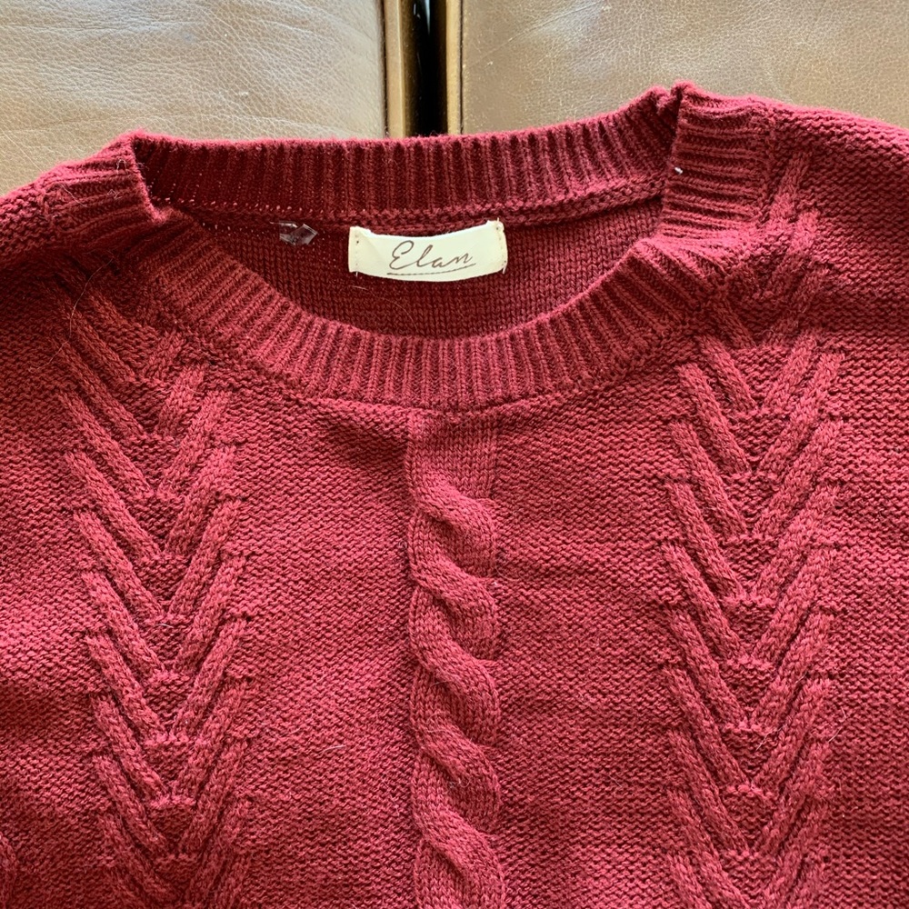 Elam Ruffled Sleeve Burgundy Sweater - Picture 2 of 5